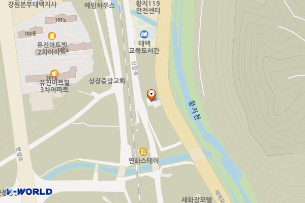 태백문화원(본관 2층) 위치 지도 — 강원특별자치도 태백시 태백로 1136 (황지동)