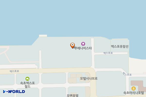 청초호유원지(남측) 위치 지도 — 강원특별자치도 속초시 엑스포로 18(조양동)