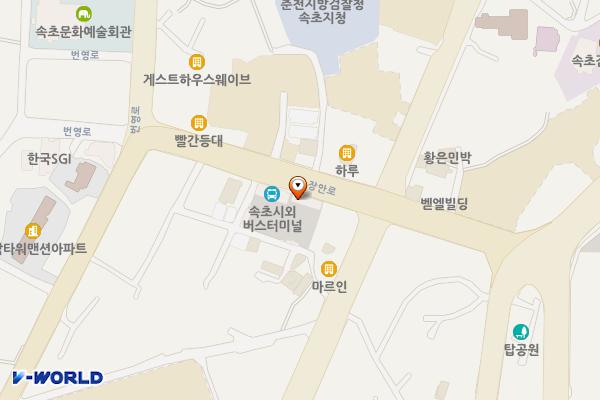 속초시외버스터미널 위치 지도 — 강원특별자치도 속초시 장안로 16 (동명동)