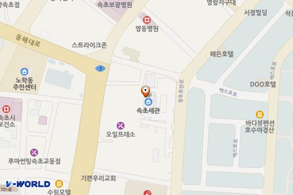 속초세관 청사(1층) 위치 지도 — 강원특별자치도 속초시 청초호반로 183