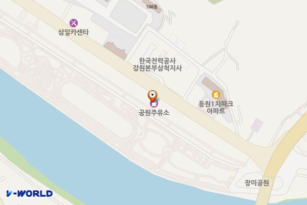 오십천주유소(공원주유소) 위치 지도 — 강원특별자치도 삼척시 오십천로 566(정상동)