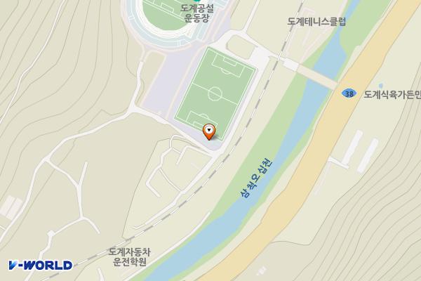 도계 공설운동장 보조경기장 위치 지도 — 강원특별자치도 삼척시 도계읍 늑구1길 38