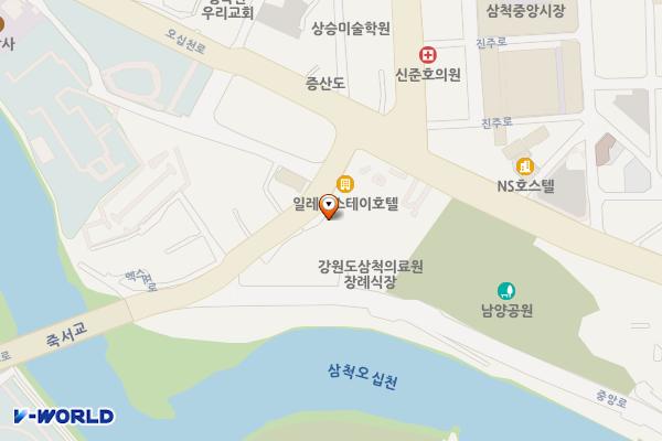 삼척의료원(소아,청소년센터) 위치 지도 — 강원특별자치도 삼척시 오십천로 418 (남양동)