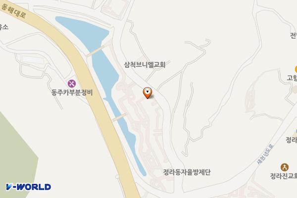 방재시범마을 화장실 위치 지도 — 강원특별자치도 삼척시 영진동길 33