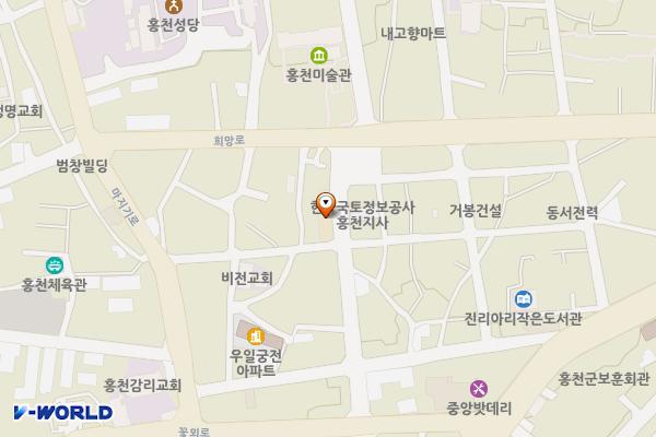 희망지구대 위치 지도 — 강원특별자치도 홍천군 홍천읍 진리로 31