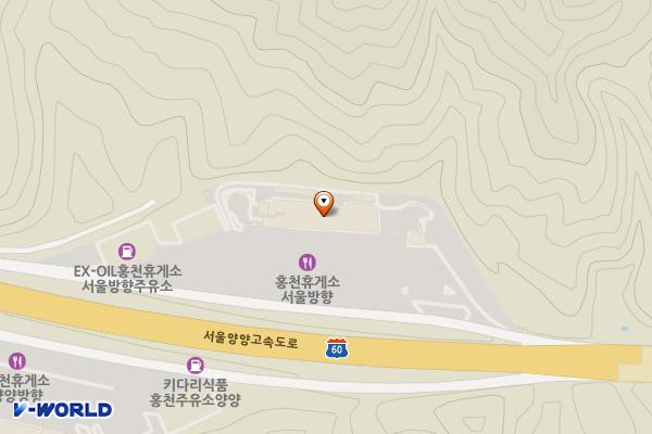 홍천휴게소(양양방향) 위치 지도 — 강원특별자치도 홍천군 화촌면 서울양양고속도로 83