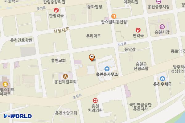 홍천읍행정복지센터 위치 지도 — 강원특별자치도 홍천군 홍천읍 홍천로 351