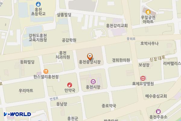 시장조합공중화장실 위치 지도 — 강원특별자치도 홍천군 홍천읍 홍천로8길 17