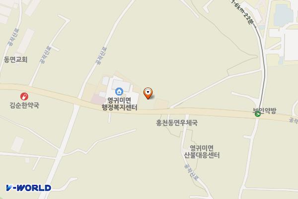 영귀미면면복지회관 위치 지도 — 강원특별자치도 홍천군 영귀미면 공작산로 503