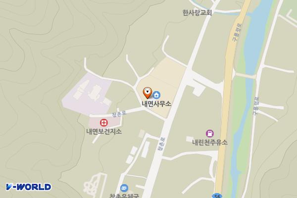 내면행정복지센터 위치 지도 — 강원특별자치도 홍천군 내촌면 창촌로 59