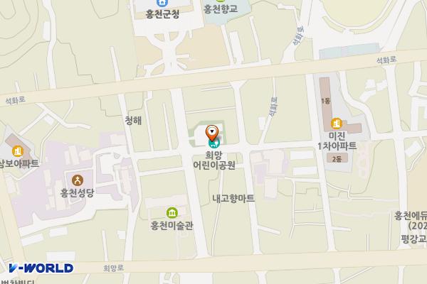 희망어린이공원 화장실 위치 지도 — 강원특별자치도 홍천군 홍천읍 진리로 56