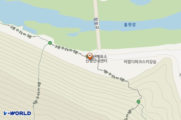 팔봉산관광지 등산로 화장실 위치 지도 — 강원특별자치도 홍천군 서면 한치골길 1037