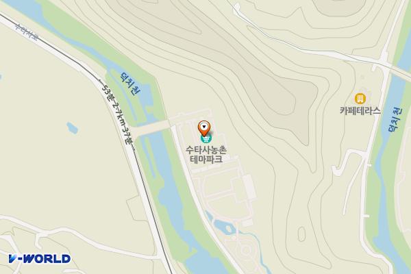 농촌테마공원 초가촌 화장실 위치 지도 — 강원특별자치도 홍천군 영귀미면 수타사로 303