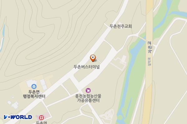 두촌버스터미널 화장실 위치 지도 — 강원특별자치도 홍천군 두촌면 자은로 370