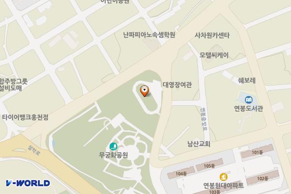 무궁화공원화장실(운동장) 위치 지도 — 강원특별자치도 홍천군 홍천읍 장전평로 18