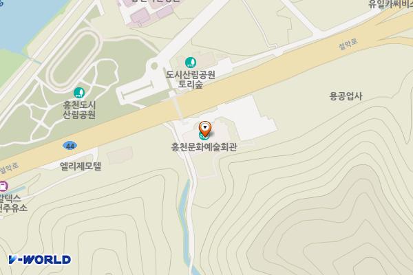 홍천문화예술회관 위치 지도 — 강원특별자치도 홍천군 홍천읍 설악로 1792
