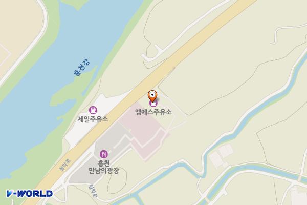 금강주유충전소 위치 지도 — 강원특별자치도 홍천군 홍천읍 설악로 2374