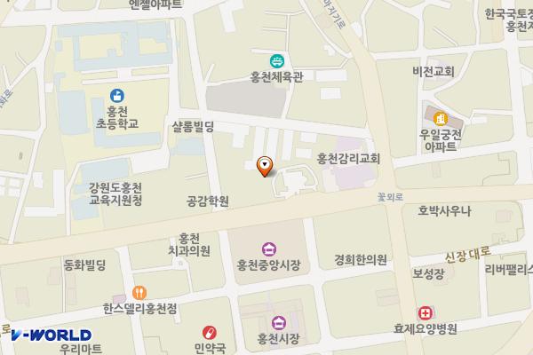 시가지화장실(꽃뫼화장실) 위치 지도 — 강원특별자치도 홍천군 홍천읍 꽃뫼로 113