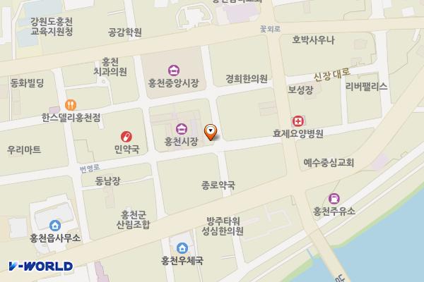 구시장공중화장실 위치 지도 — 강원특별자치도 홍천군 홍천읍 홍천로8길 9-1