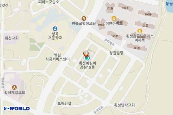 어린이공원19호(아이뜨락) 위치 지도 — 강원특별자치도 횡성군 횡성읍 읍상리 621