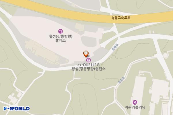 횡성휴게소(하) 위치 지도 — 강원특별자치도 횡성군 안흥면 영동고속도로로 154