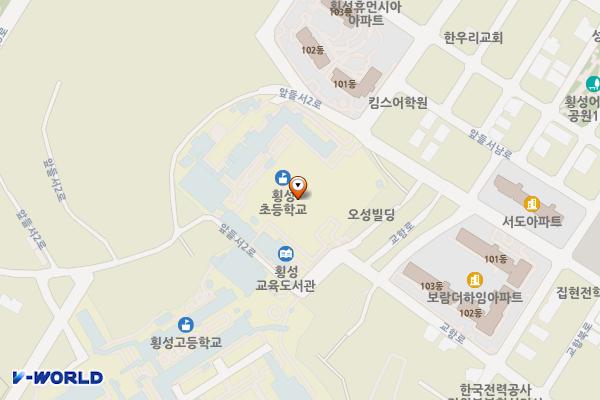 횡성도서관 위치 지도 — 강원특별자치도 횡성군 횡성읍 읍하리176-1