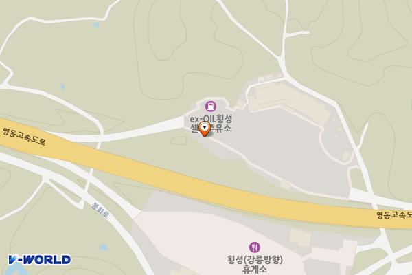 횡성휴게소(상) 위치 지도 — 강원특별자치도 횡성군 안흥면 영도고속도로로 153