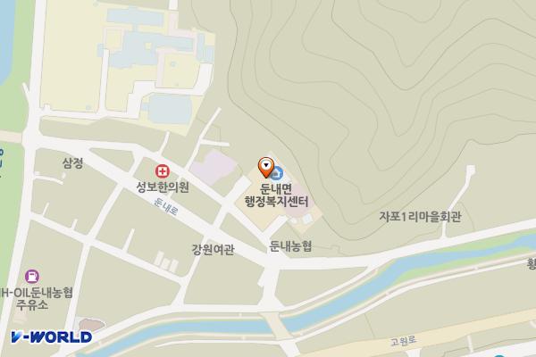 둔내면사무소 위치 지도 — 강원특별자치도 횡성군 둔내면 자포곡리402