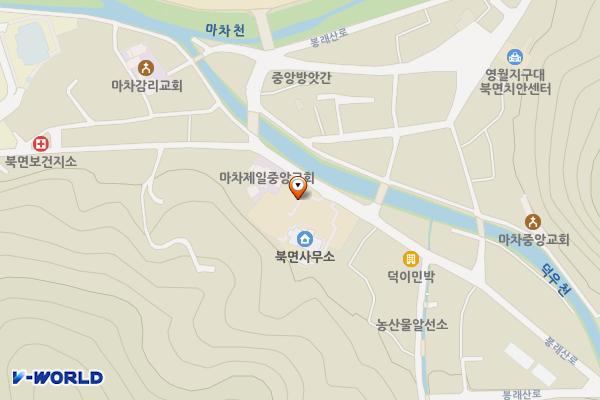 북면사무소 위치 지도 — 강원특별자치도 영월군 북면 봉래산로 987