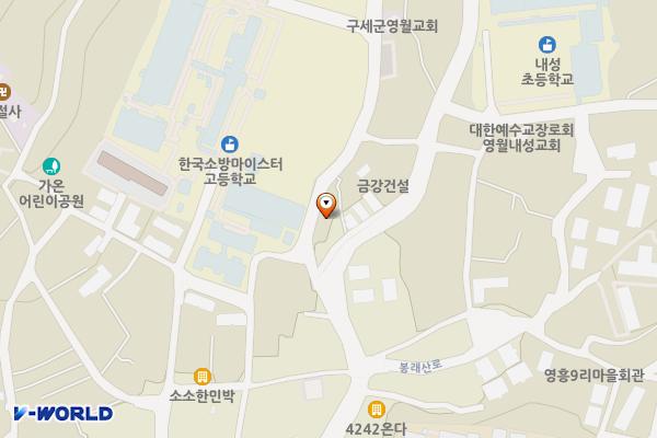 별총총도시재생지원센터 화장실 위치 지도 — 강원특별자치도 영월군 영월읍 봉래산로 57, 청소년꿈터