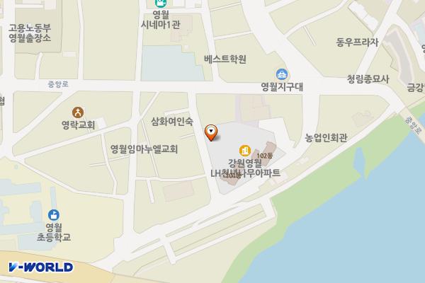 중앙시장 화장실 위치 지도 — 강원특별자치도 영월군 영월읍 제방안길 16-1