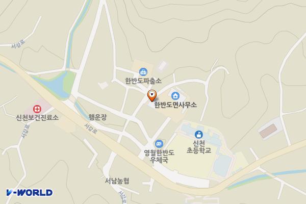 한반도면사무소 화장실 위치 지도 — 강원특별자치도 영월군 신천길 6-6