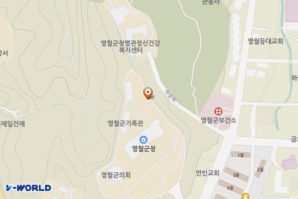 영월군의회 위치 지도 — 강원특별자치도 영월군 영월읍 하송로 64