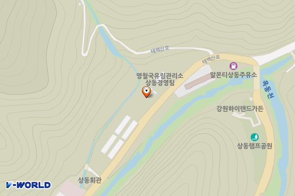 상동읍 전천후 게이트볼장 위치 지도 — 강원특별자치도 영월군 상동읍 태백산로 3213