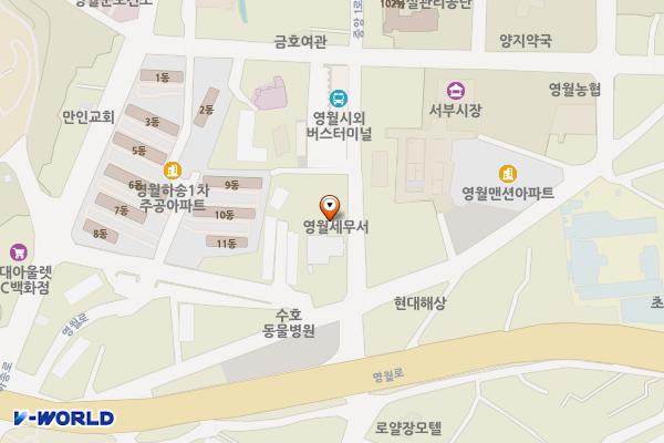 영월세무서 위치 지도 — 강원특별자치도 영월군 영월읍 하송안길 49
