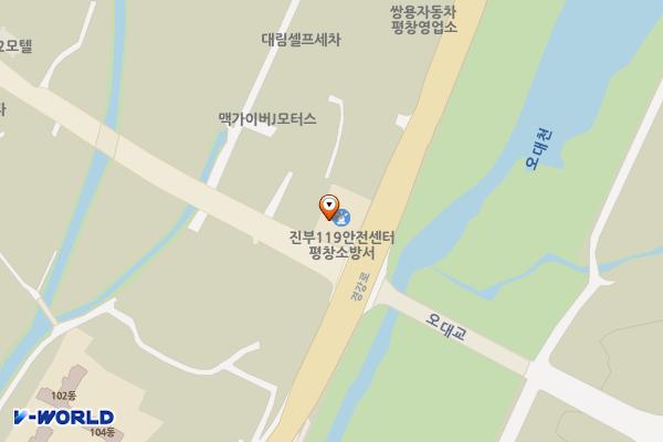 진부119안전센터 위치 지도 — 강원특별자치도 평창군 진부면 진부로 37