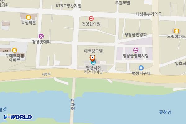 평창시외버스터미널 위치 지도 — 강원특별자치도 평창군 평창읍 백오1길 3