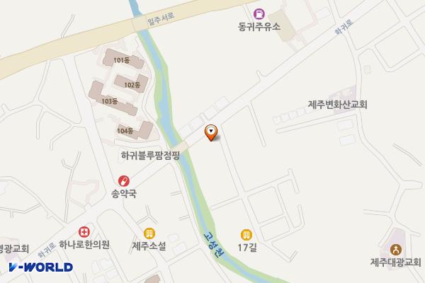하귀1리 1376, 하귀로17길 6 위치 지도 — 제주특별자치도 제주시 애월읍 하귀1리 1376