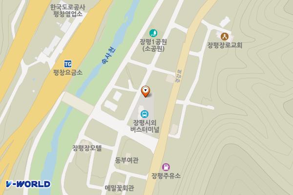 장평시외버스터미널 위치 지도 — 강원특별자치도 평창군 용평면 금송길 6