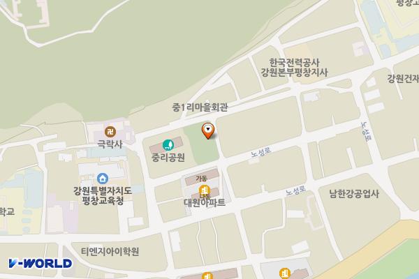 중리 어린이공원 화장실 위치 지도 — 강원특별자치도 평창군 평창읍 중리 147-2