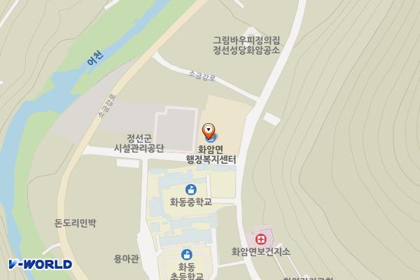 화암면행정복지센터 위치 지도 — 강원특별자치도 정선군 화암면 그림바위길 40