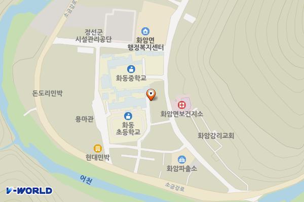 화암우체국 위치 지도 — 강원특별자치도 정선군 화암면 그림바위길 56