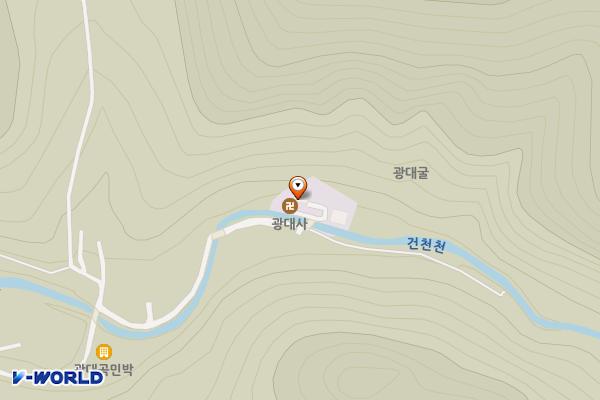 광대사 앞 위치 지도 — 강원특별자치도 정선군 화암면 광대곡길 47 근처