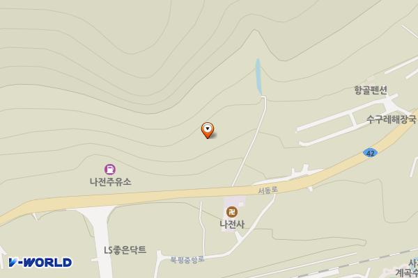 난향공원 내 위치 지도 — 강원특별자치도 정선군 북평면 북평리 산208