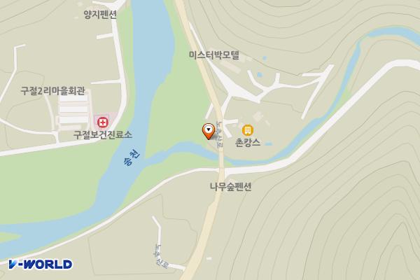 양지마을 테니스장 입구 위치 지도 — 강원특별자치도 정선군 여량면 구절리 246-3(구절2리,노추산로)