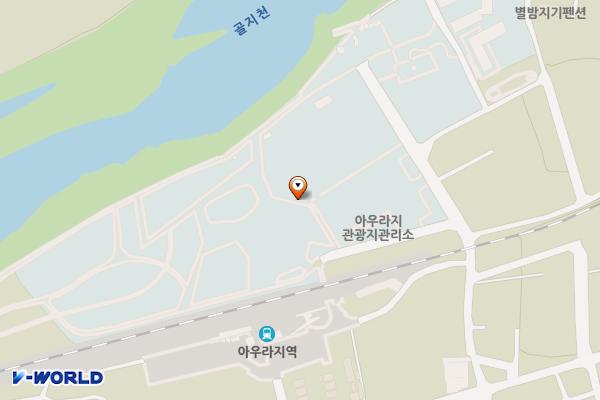 아우라지 무대뒤쪽 위치 지도 — 강원특별자치도 정선군 여량면 여량리 197