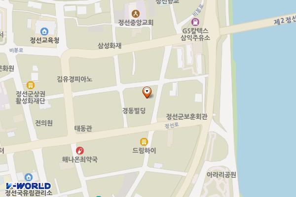 정선5일장 공연장 옆(시장3) 위치 지도 — 강원특별자치도 정선군 정선읍 봉양7길 39