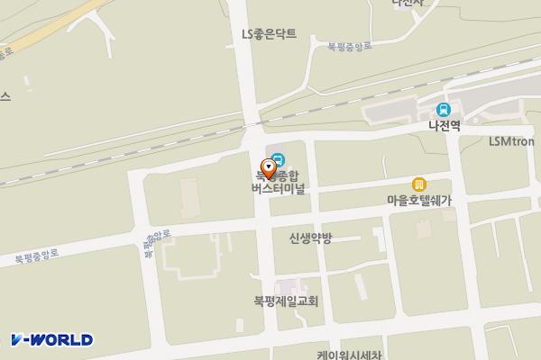 북평터미널 위치 지도 — 강원특별자치도 정선군 북평면 북평중앙로 56
