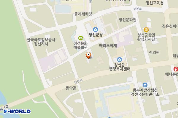 정선군의회 위치 지도 — 강원특별자치도 정선군 정선읍 봉양3길 20