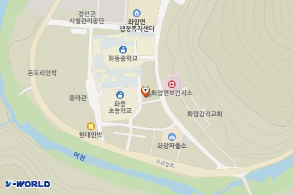 화동초등학교 위치 지도 — 강원특별자치도 정선군 화암면 그림바위길 66-20
